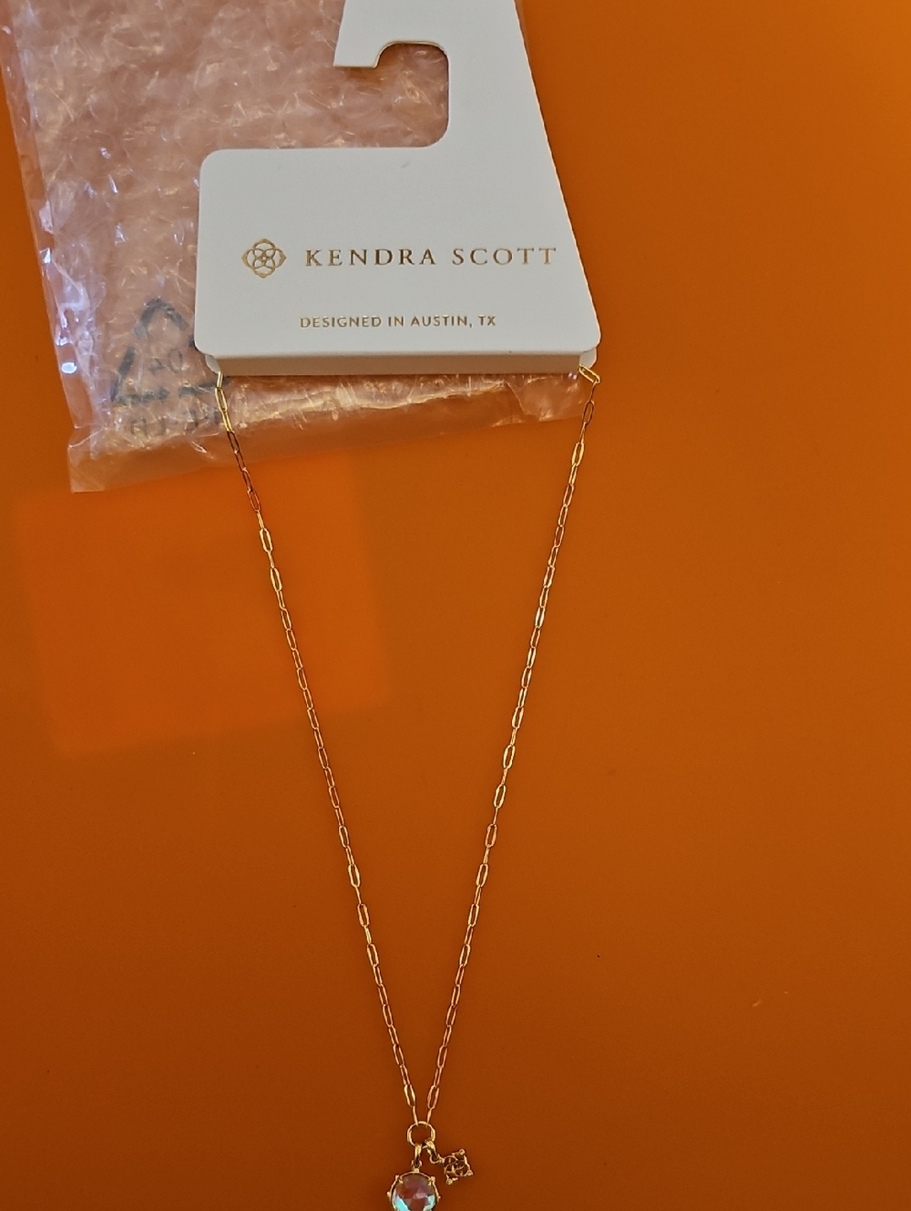 Kendra Scott Gold Tone Necklace with Iridescent Pendant